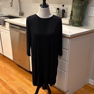 Eileen Fisher Classic Black Knit Swing Dress, Sz S